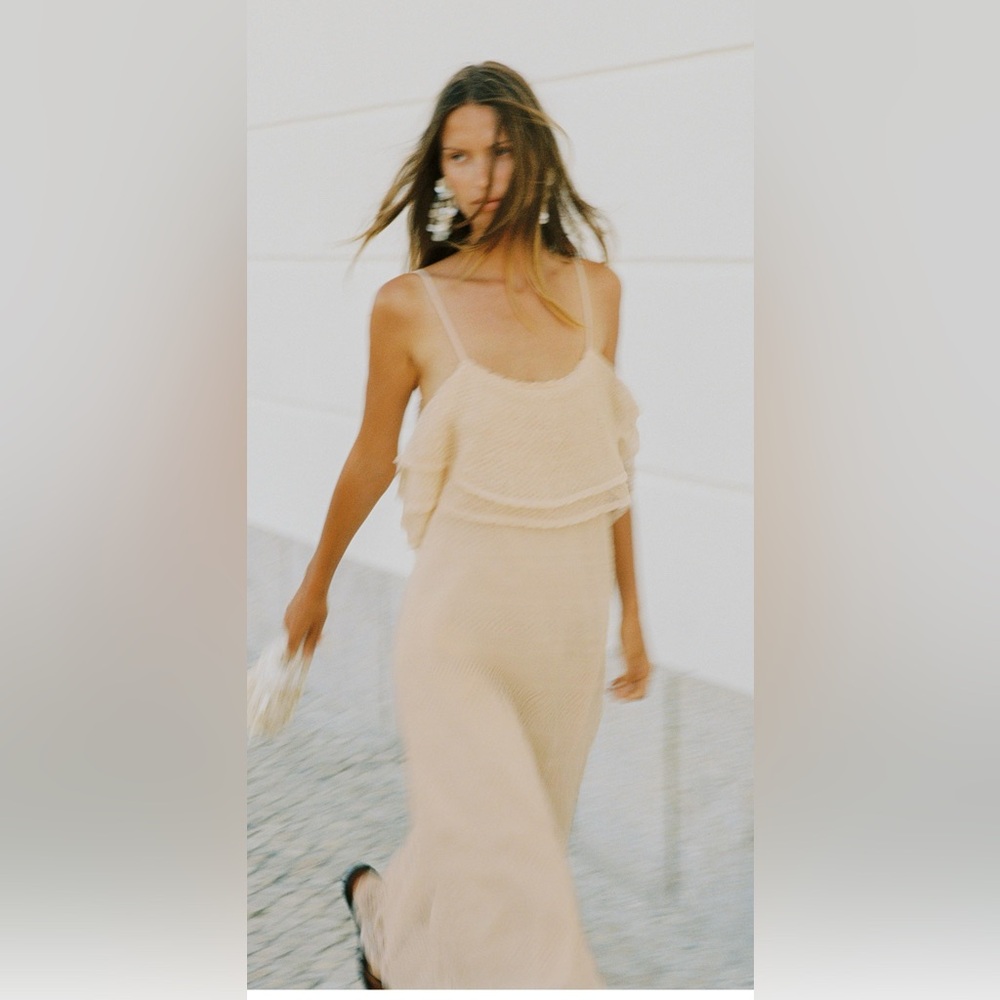 POINTELLE KNIT RUFFLE DRESS - Picture 2 of 10